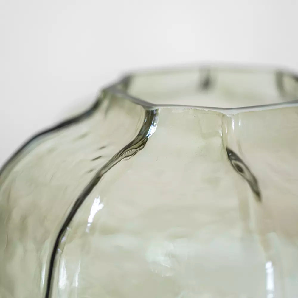 Hammered Glass Vase Green Large