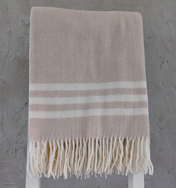 Beige Pure Wool Throw