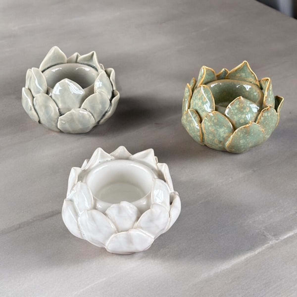Soft Grey Lotus Tealight