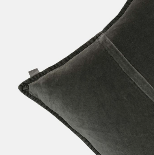Olive Green Washed Velvet Cushion