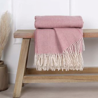 Pink Pure Wool Throw