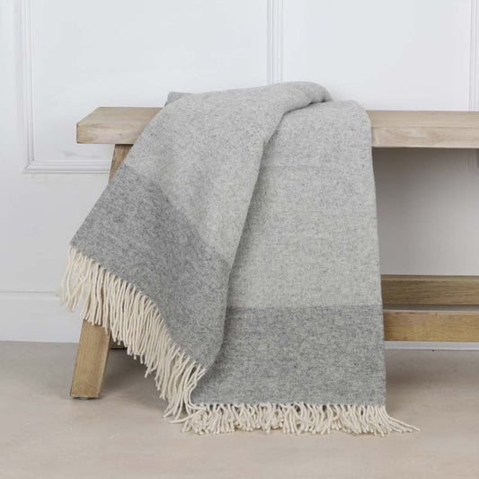 Anna Pure Wool Grey Two Tone Throw