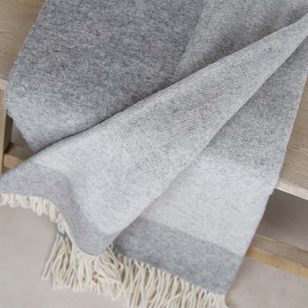 Anna Pure Wool Grey Two Tone Throw