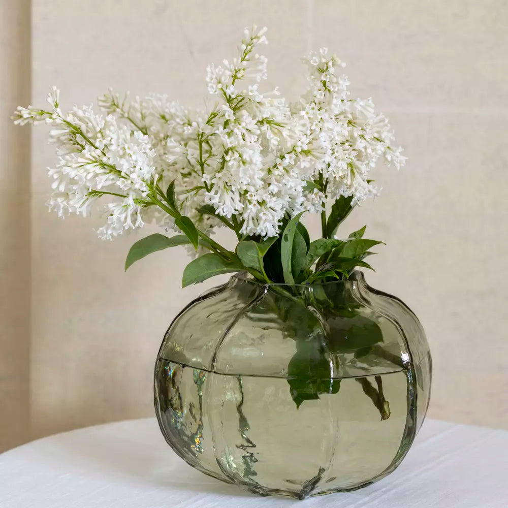 Hammered Glass Vase Green Large