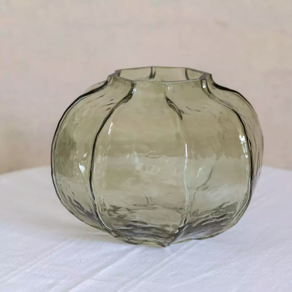Hammered Glass Vase Green Large