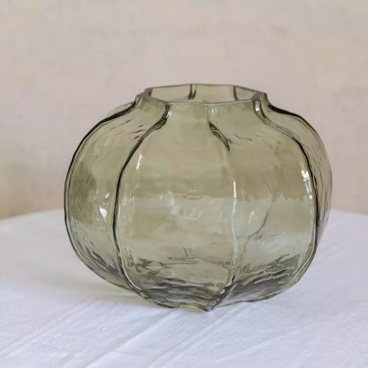 Hammered Glass Vase Green Large