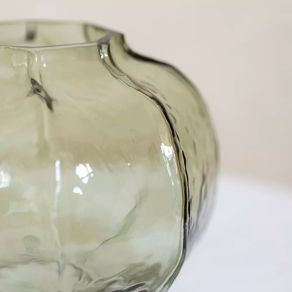 Hammered Glass Vase Green Large