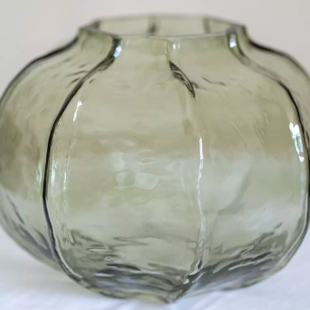 Hammered Glass Vase Green Large