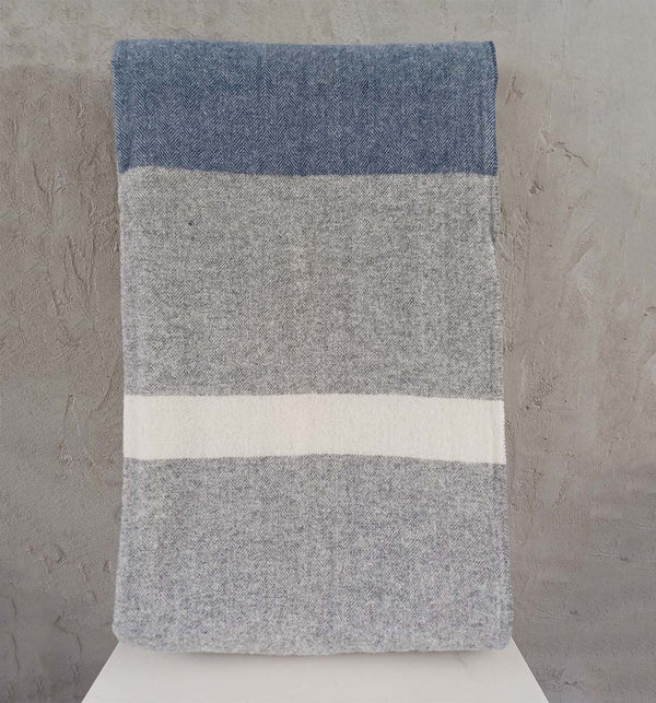 Blue Pure Wool Throw