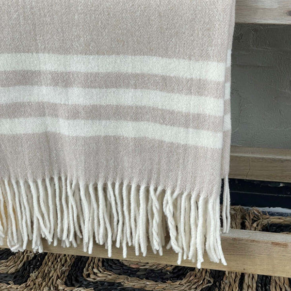 Beige Pure Wool Throw
