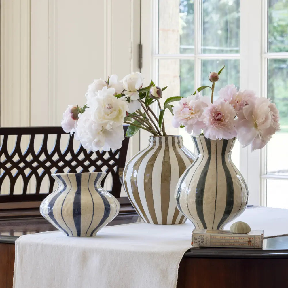 Bulbous Vase - Camel Stripe