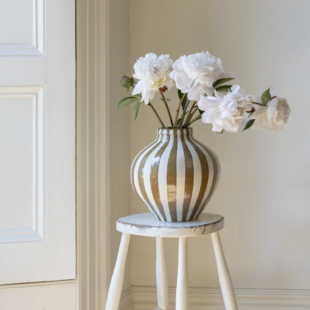 Bulbous Vase - Camel Stripe