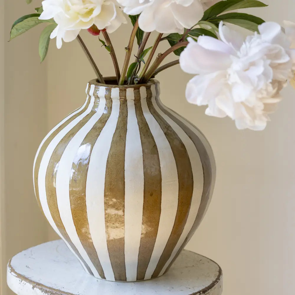 Bulbous Vase - Camel Stripe