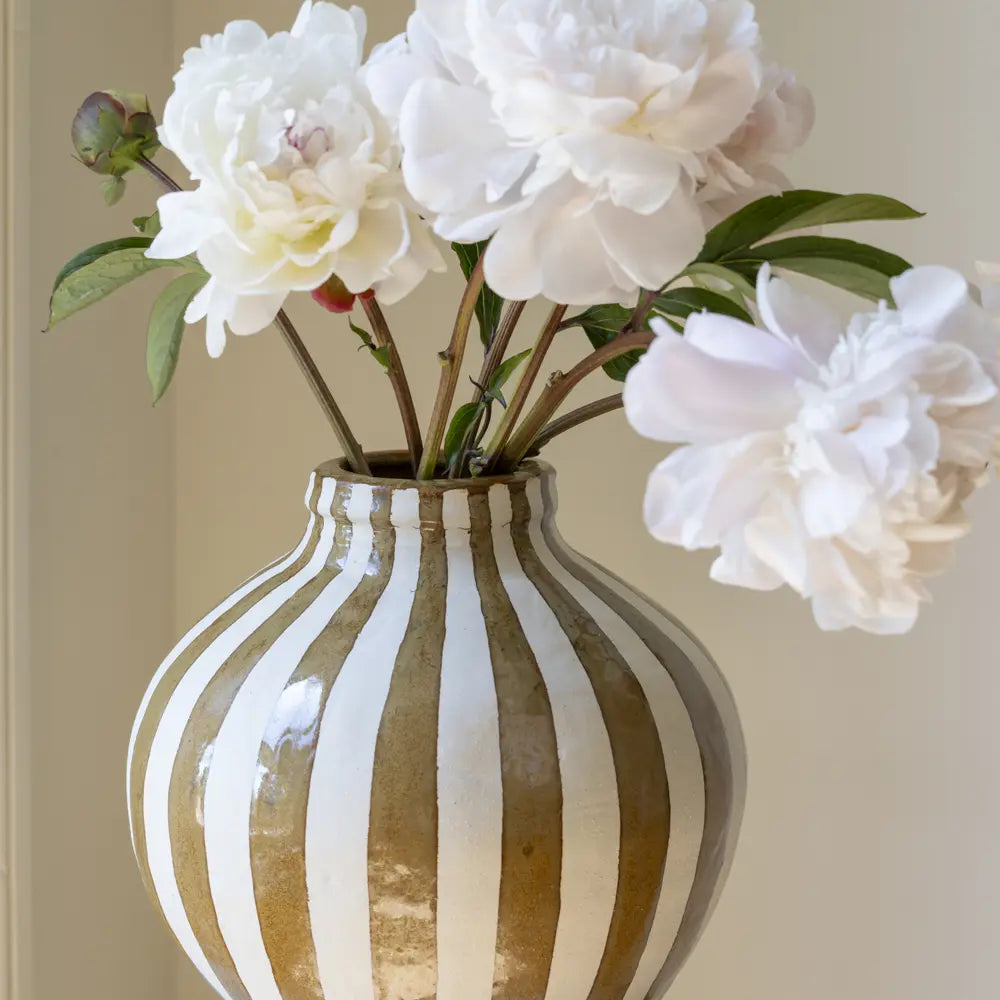 Bulbous Vase - Camel Stripe