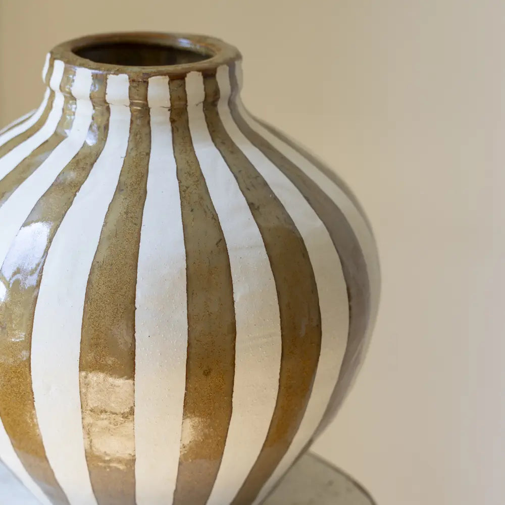 Bulbous Vase - Camel Stripe