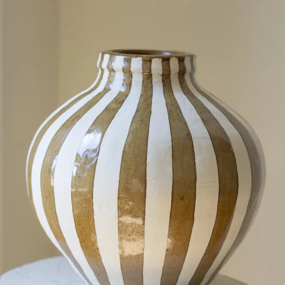 Bulbous Vase - Camel Stripe