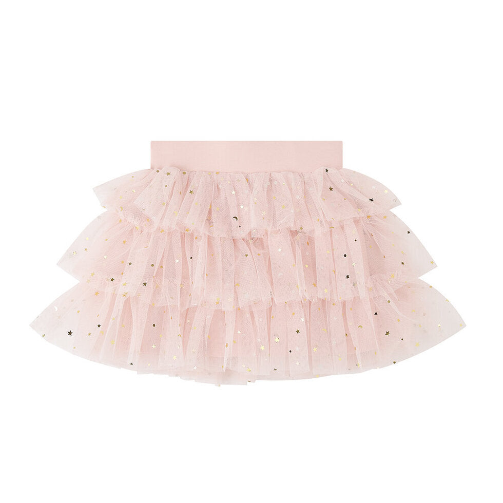 Pale Pink Layered Tutu with Gold Moon and Stars