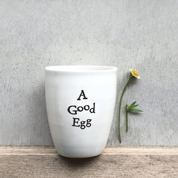 Porcelain egg cup-Good egg