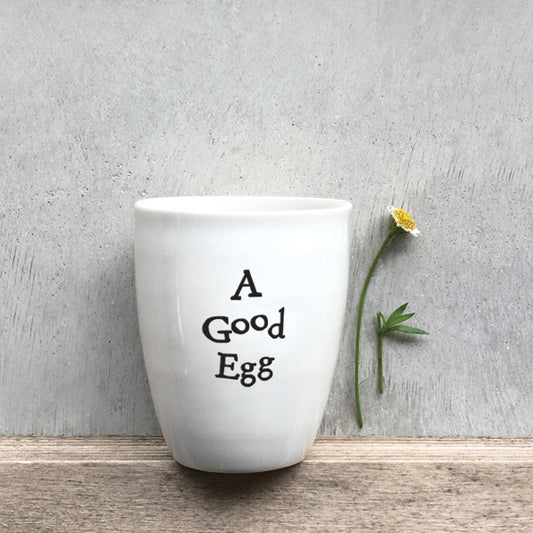 Porcelain egg cup-Good egg