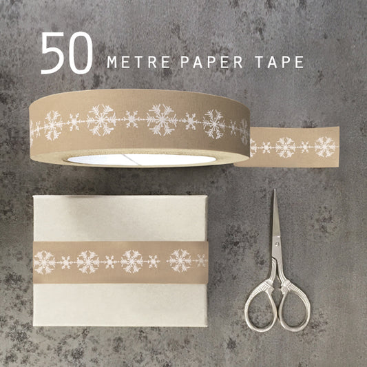 Wide Brown Tape - Snowflakes