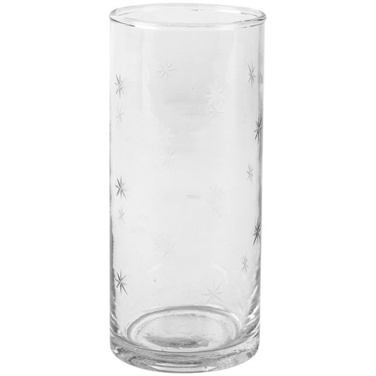 Tall Drinking Glass Etched Stars