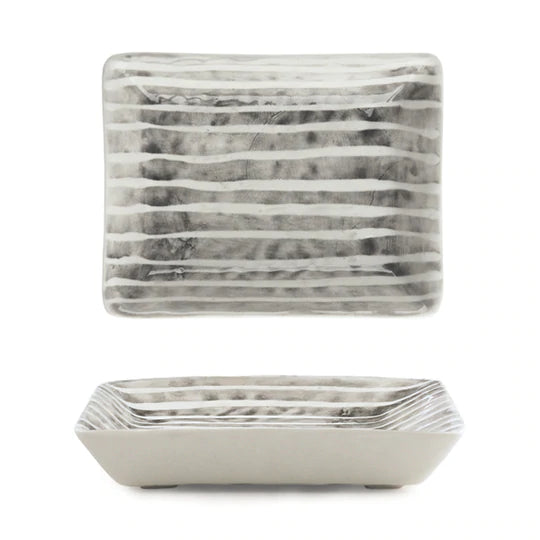 Hand Painted Oblong Soap Dish - Painted Stripe